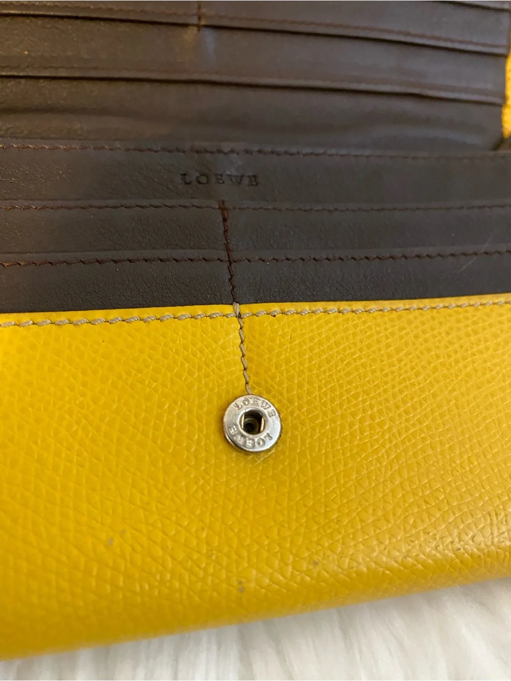 Loewe Yellow Leather Long Snap Wallet